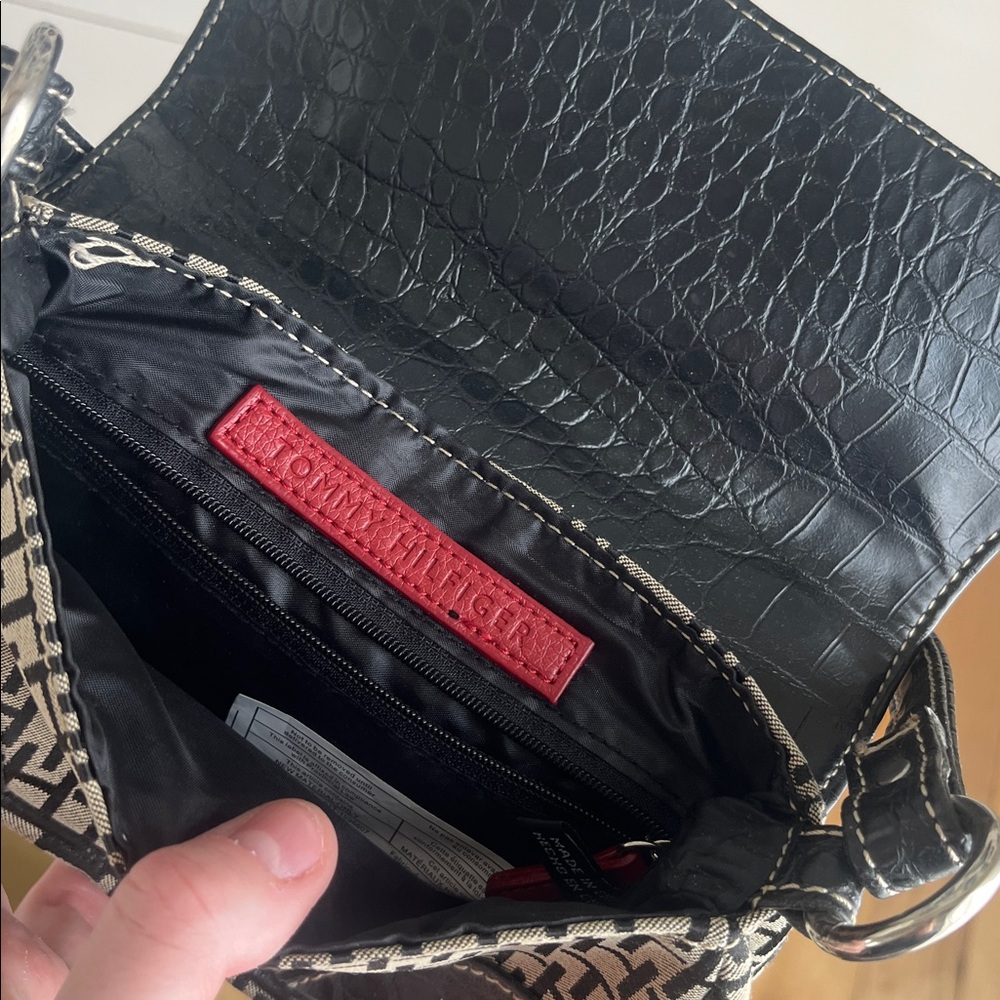 Tommy Hilfiger Woven Monogram Canvas Shoulder Bag with Black Trim - Picture 9 of 15